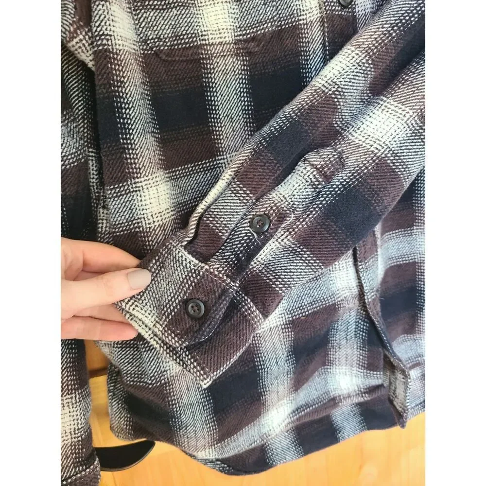 Orvis Plaid Heavyweight Shirt Shacket MEDIUM Brown Black‎ Outdoors Grandpa Cabin